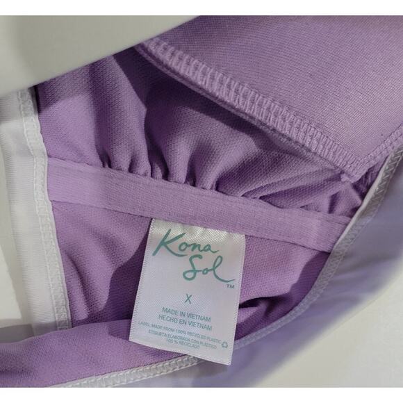 Kona Sol Plus Size Purple Terry Bandeau Bikini Top 14W NWOT - Picture 5 of 7